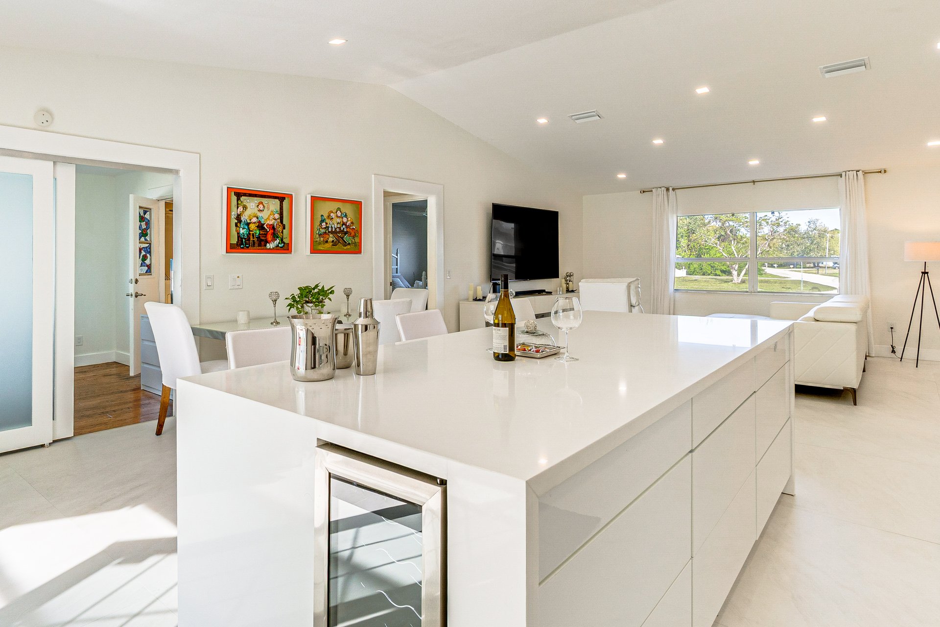 Spacious modern kitchen and island